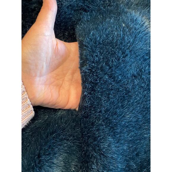Vince Camuto Blue Faux Fur Vest Cinch Waist Size X Small - Picture 5 of 7